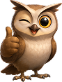 Playful owl mascot